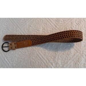 Womens Belt Size S/M 34”-38” Gold Metallic Studded Genuine Leather Boho Western